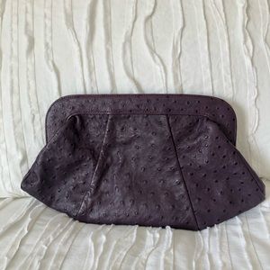 Lauren Merkin Eggplant Ostrich Clutch